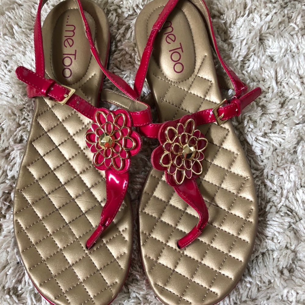 Pink and gold flower sandals
